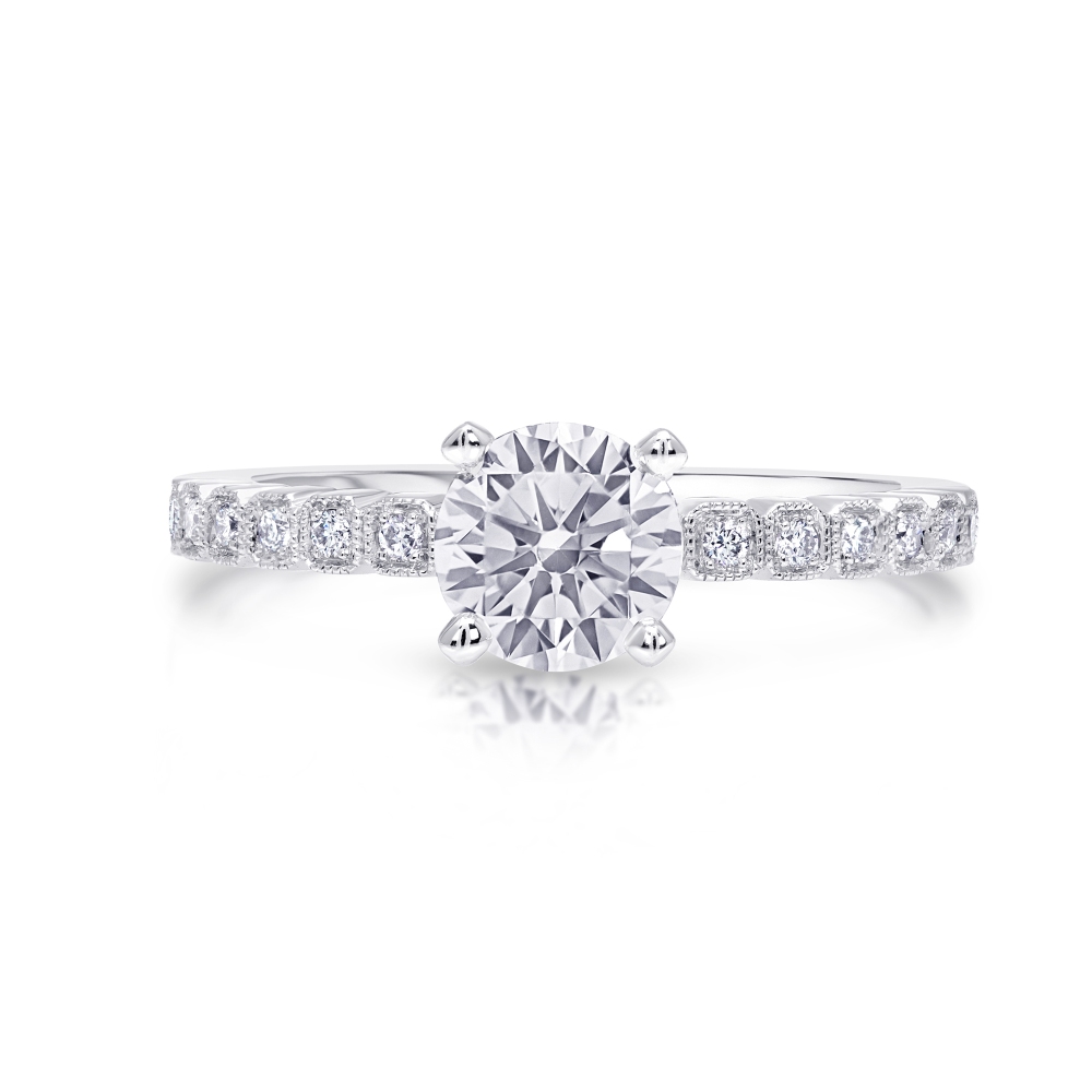 14K White Gold Semi Mount Non-Halo Engagement Ring