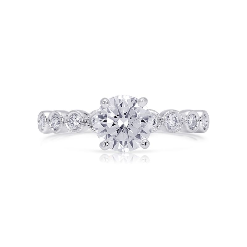 14K White Gold Semi Mount Non-Halo Engagement Ring