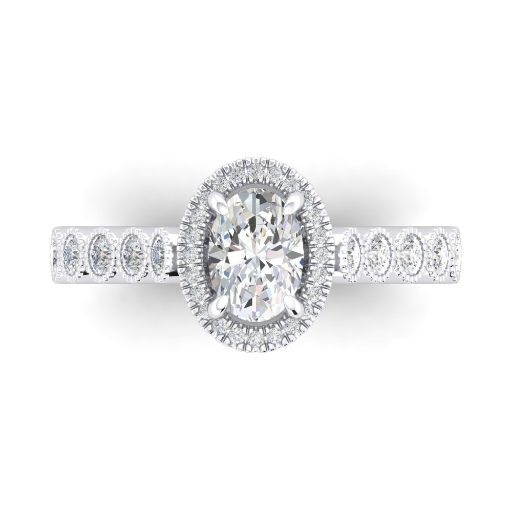 14K White Gold Semi Mount Oval Engagement Ring