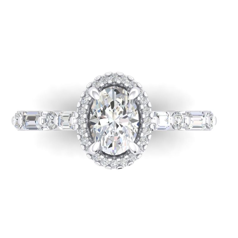 14K White Gold Semi Mount Oval Engagement Ring