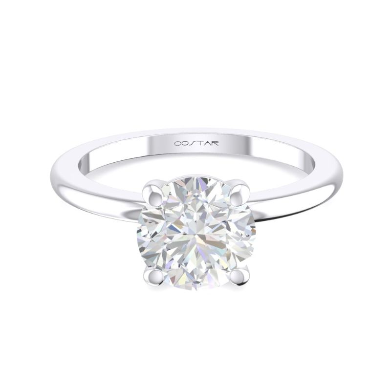 14K White Gold Semi Mount Solitaire Engagement Ring