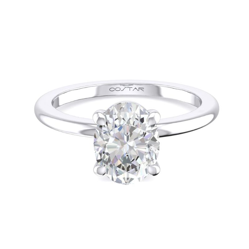 14K White Gold Semi Mount Oval Sollitaire Engagement Ring