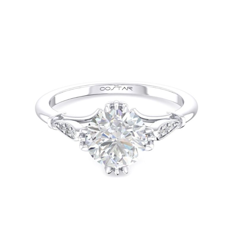 14K White Gold Semi Mount Non-Halo Engagement Ring