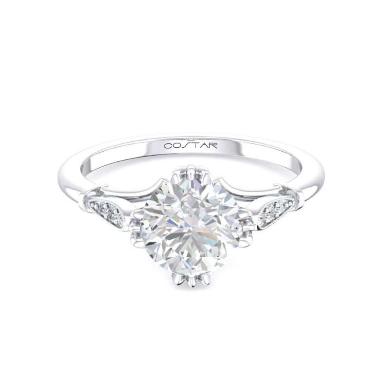 14K White Gold Semi Mount Non-Halo Engagement Ring