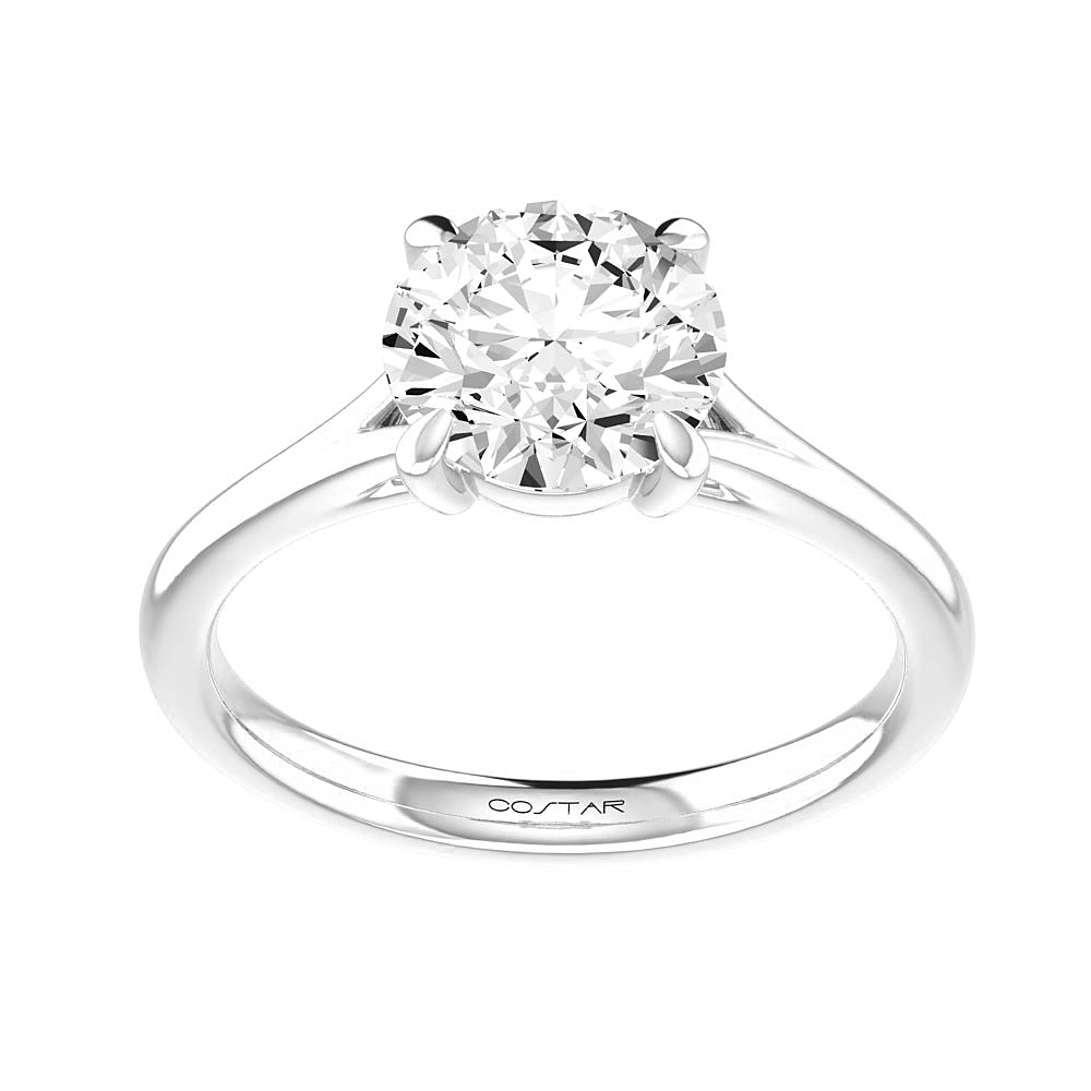 14K White Gold Semi Mount Solitaire Engagement Ring