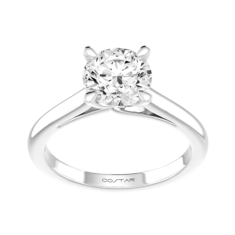 14K White Gold Semi Mount Solitaire Engagement Ring