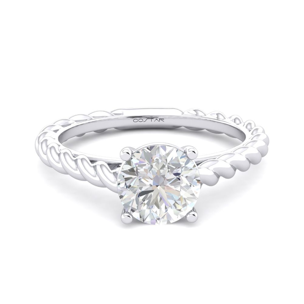 14K White Gold Semi Mount Solitaire Engagement Ring