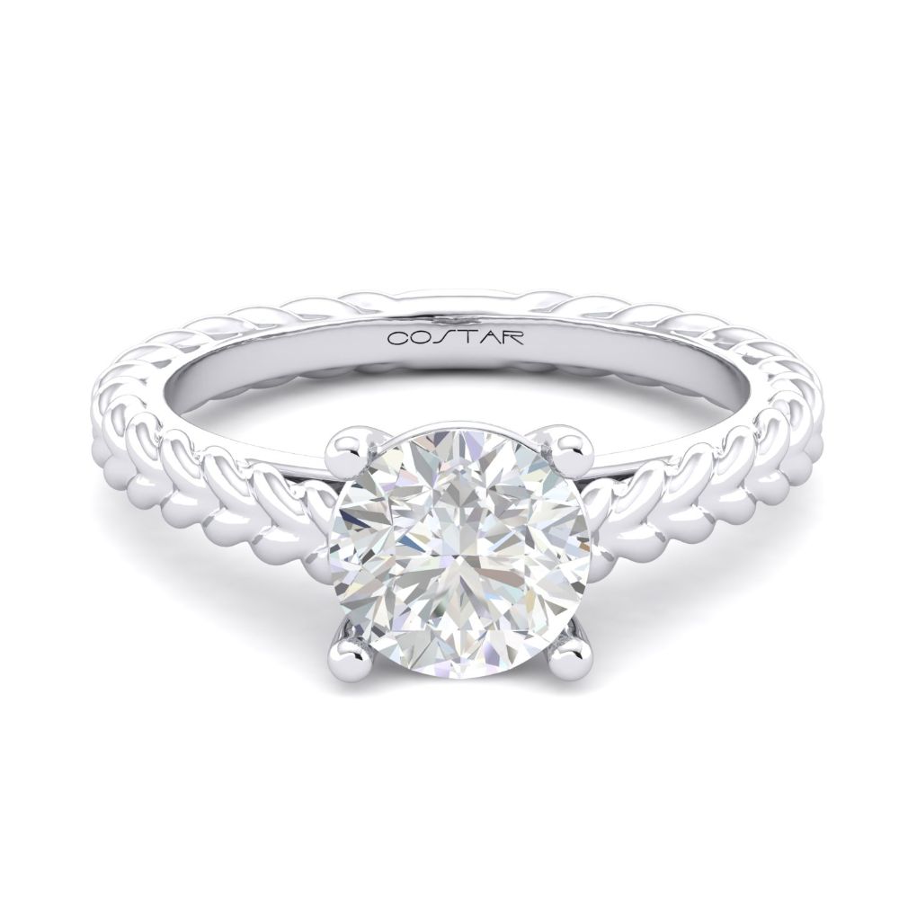 14K White Gold Semi Mount Solitaire Engagement Ring