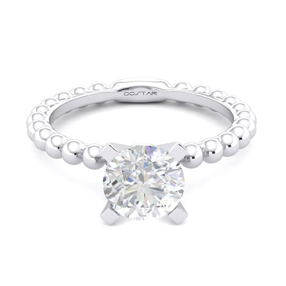 14K White Gold Semi Mount Solitaire Engagement Ring