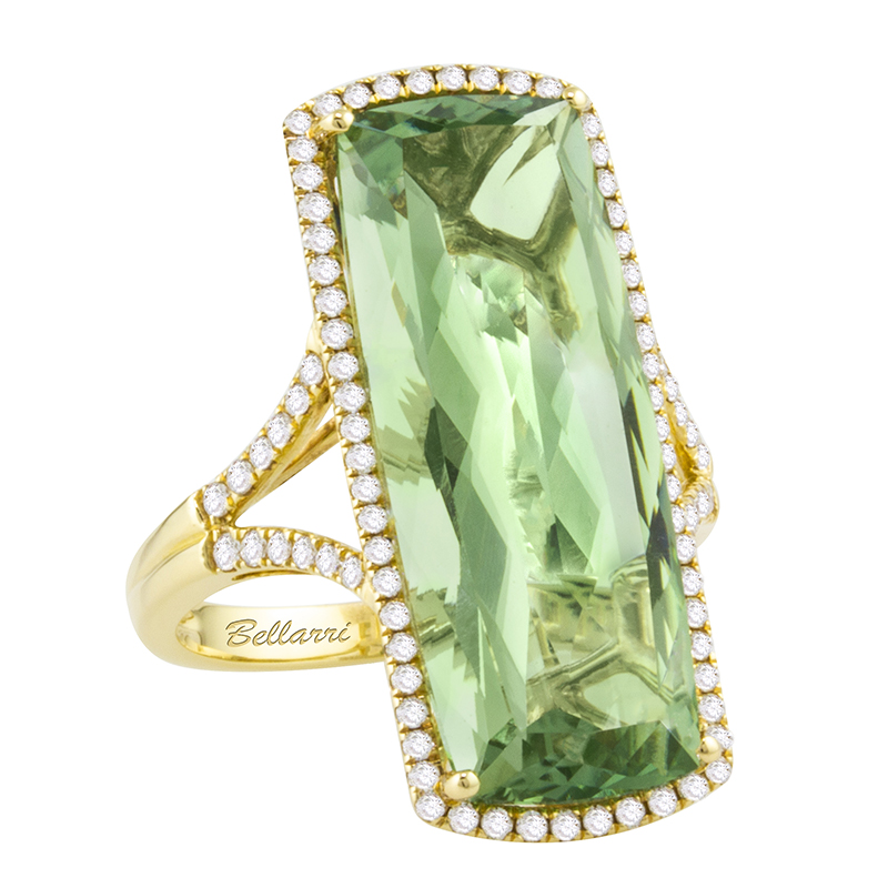 14kt Yellow Gold Diamonds 0.51ct, Prasiolite 15.15ct