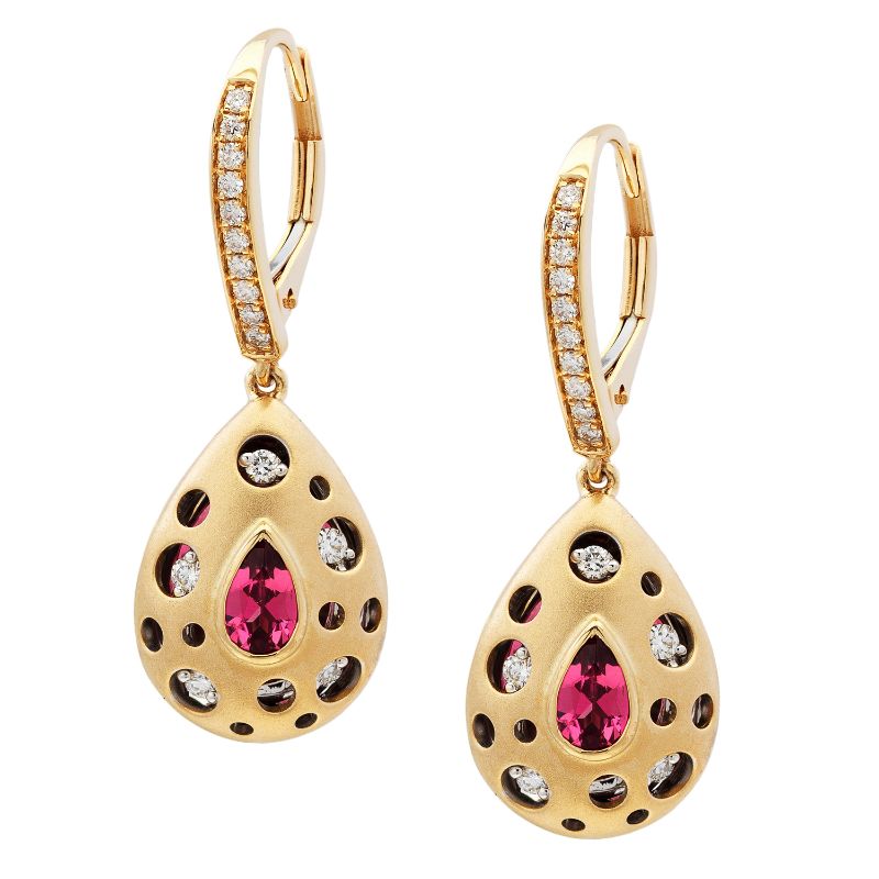 Mirror Collection Pink Tourmaline Drop Earrings