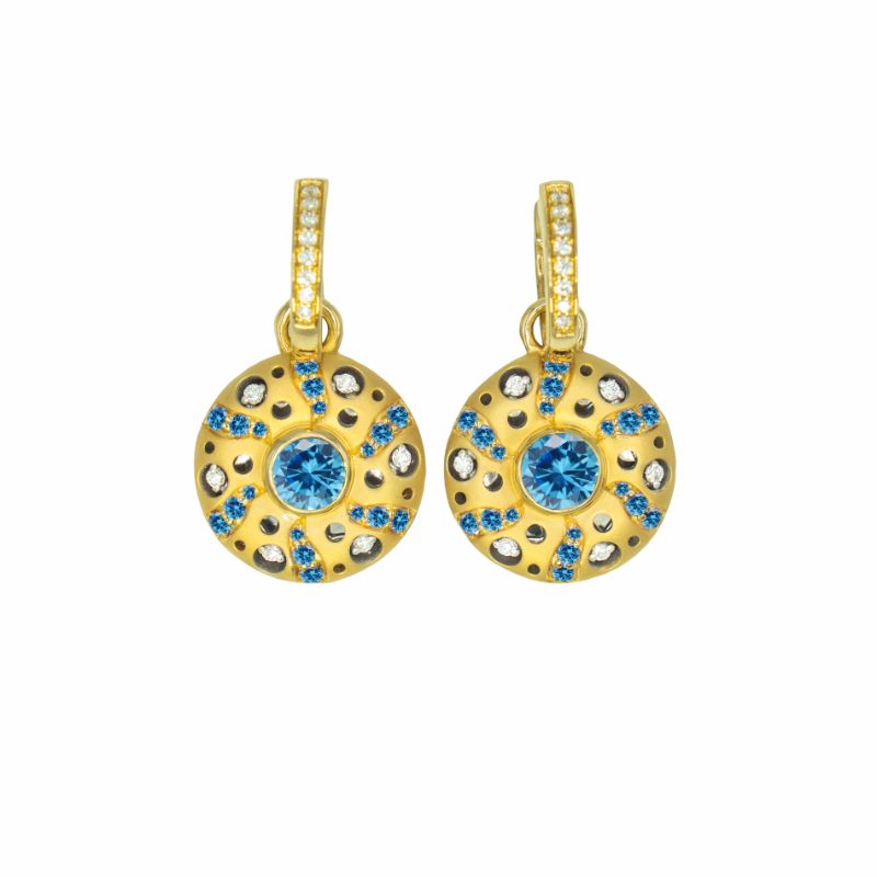 Mirror Collection Blue Topaz Circle Drop Earrings