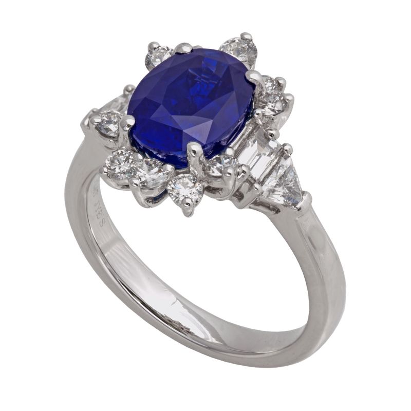 Platinum Sapphire and Diamond Ring