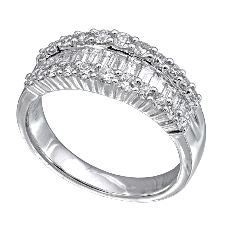 Round and Baguette Diamond Band