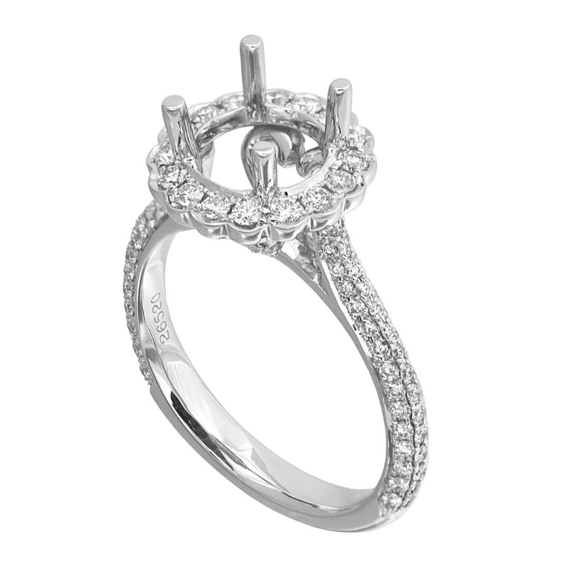 Scalloped Diamond Halo Enagement Ring Semi Mount