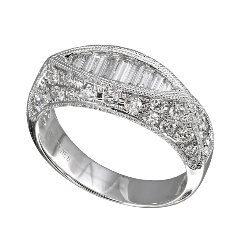 Round and Baguette Diamond Band