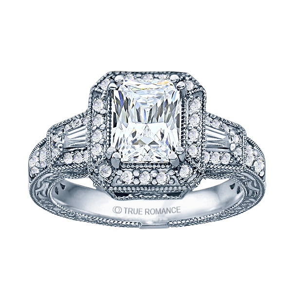 Radiant Diamond Vintage Semi Mount Engagement Ring