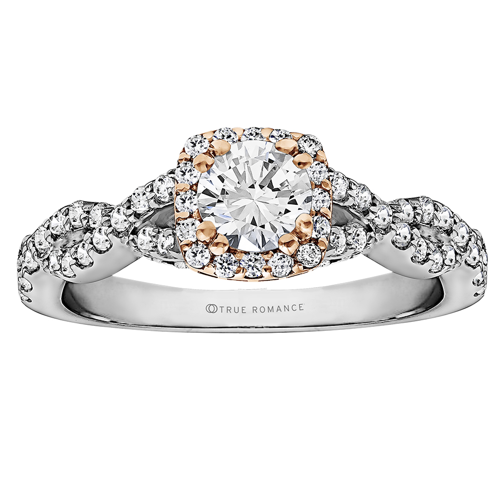 Round Cut Halo Diamond Infinity Semi Mount Engagement Ring