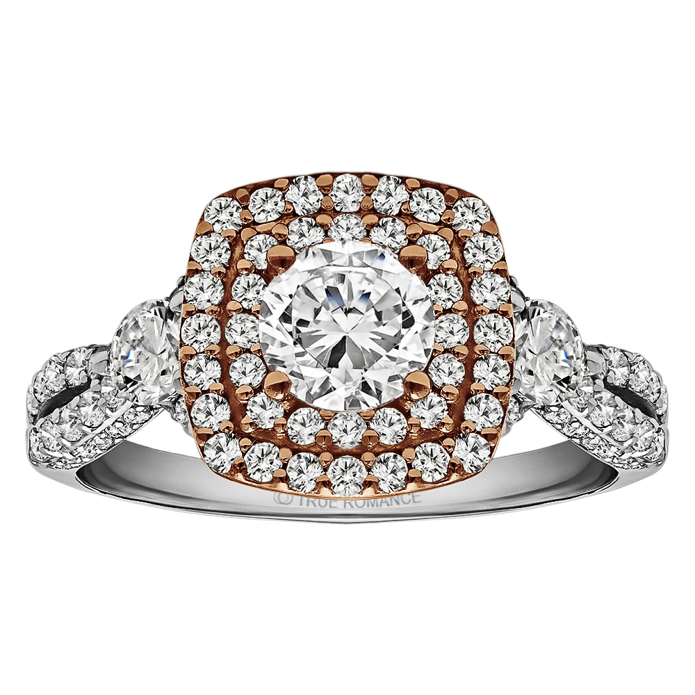 Round Cut Halo Diamond Vintage Semi Mount Engagement Ring