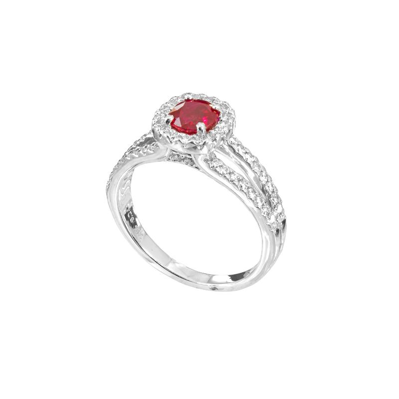 Ruby and Diamond Halo Ring