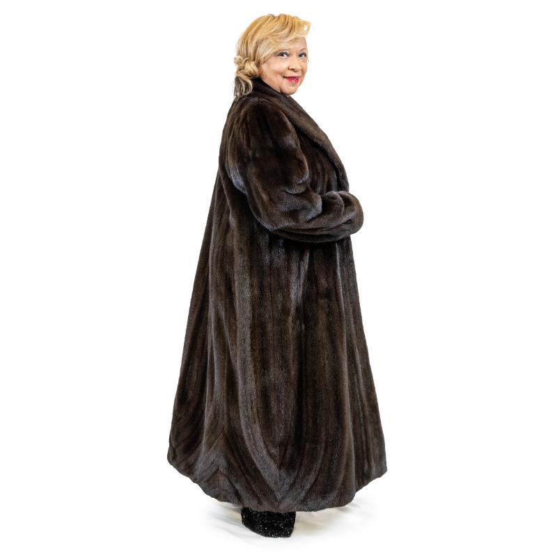 Natural Mahogany Mink Directional Full Length Coat - 900001-3X