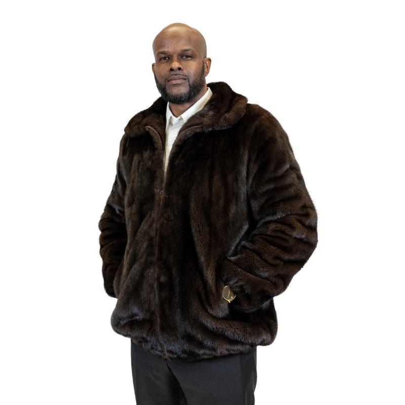 Man's Natural Mahogany Mink Bomber Jacket