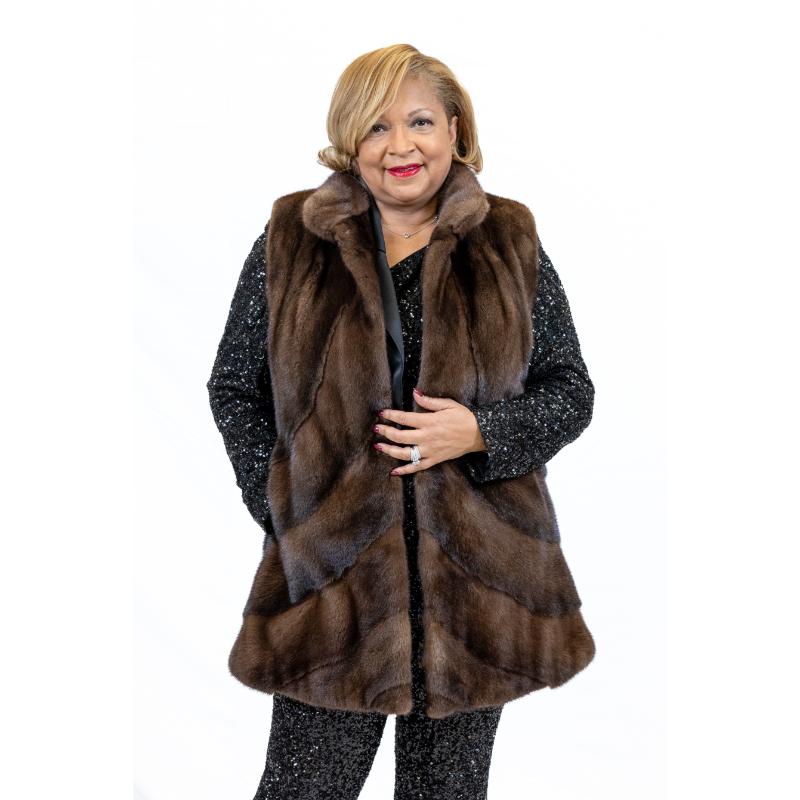 Natural Brown Mink Directional Vest