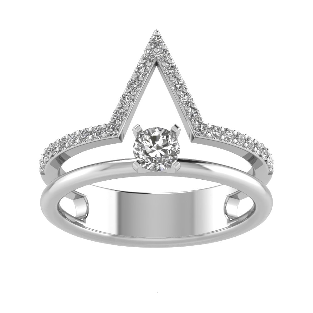 V Shaped Band and Solitaire Diamond Set