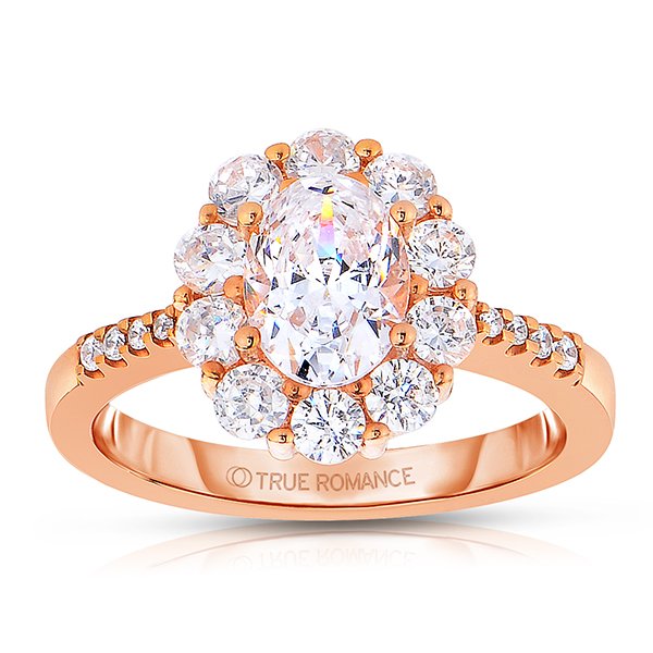 Ct180-14k Rose Gold Oval Cut Halo Diamond Semi Mount Engagement Ring