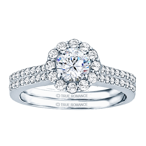 Rm1058-14k White Gold Round Cut Halo Diamond Semi Mount Engagement Ring