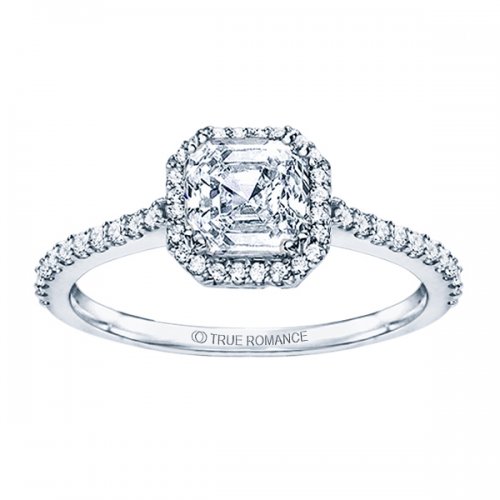 Rm1309-14k White Gold Cushion Cut Halo Diamond Semi Mount Engagement Ring