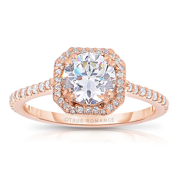 Rm1309rs-14k Rose Gold Round Cut Halo Diamond Semi Mount Engagement Ring