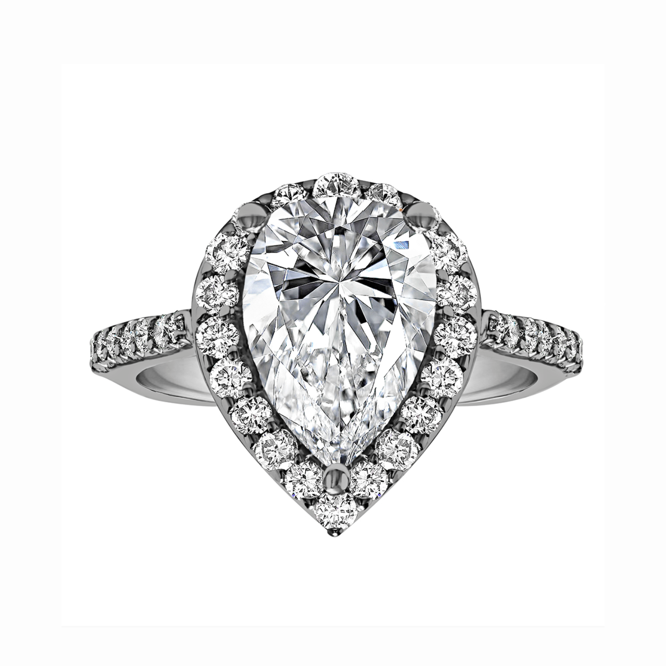 RM1382G82 - Pear Shape Halo Semi Mount Engagement Ring