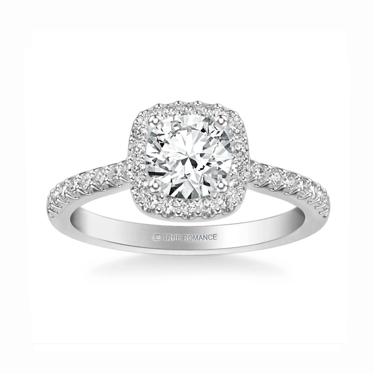 Rm1387-14k White Gold Round Cut Halo Diamond Semi Mount Engagement Ring