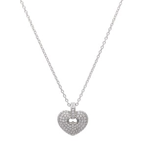 .50ct Diamond Pave Heart Pendant with Chain